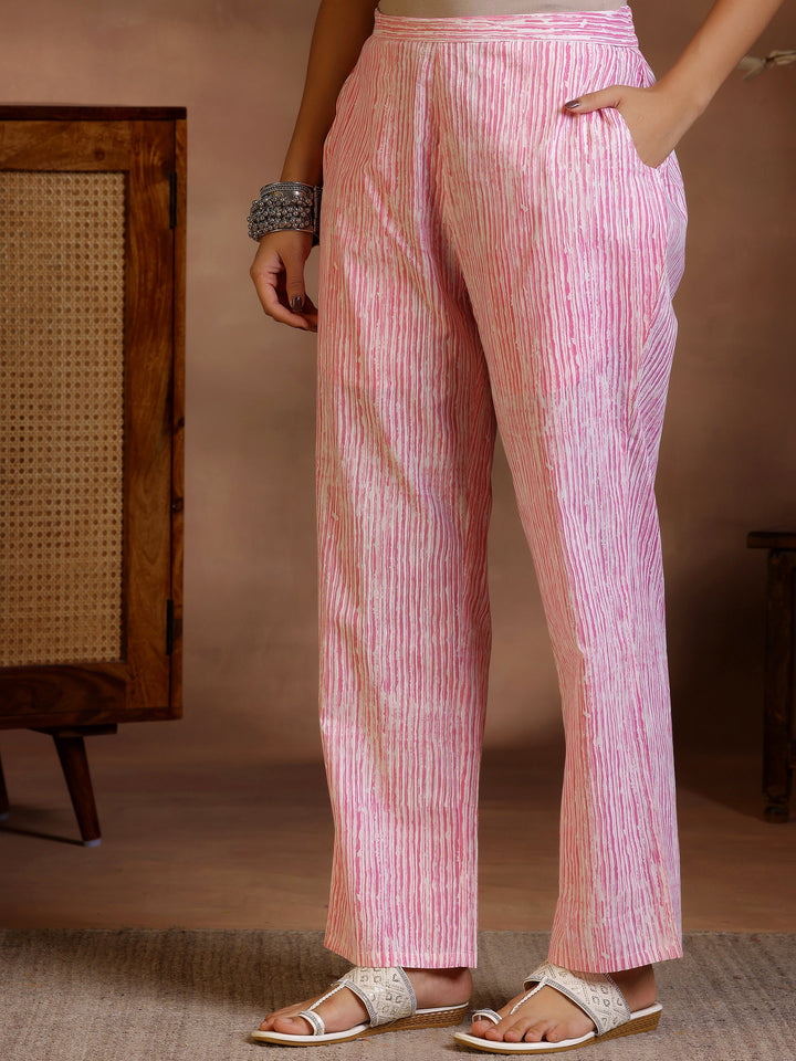 White Printed Cotton Straight Kurta Set