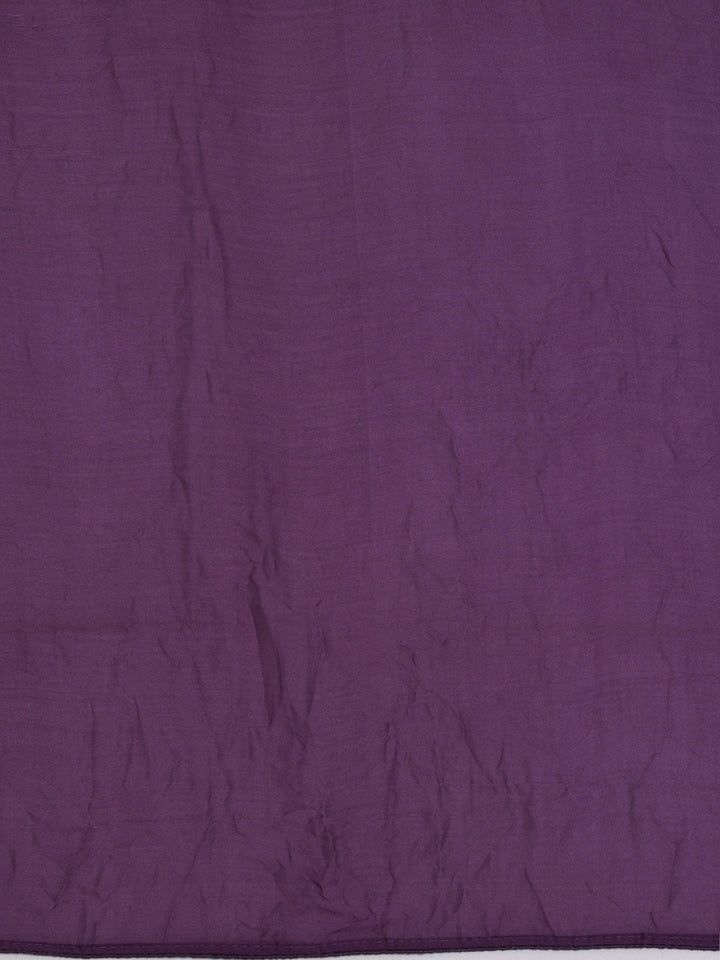Lavender Printed Poly Georgette Saree With Unstitched Blouse Piece - Libas