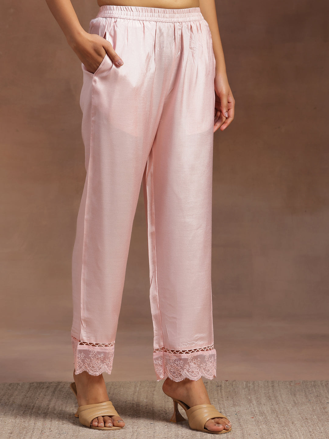 Pink Printed Silk Blend Straight Suit With Dupatta