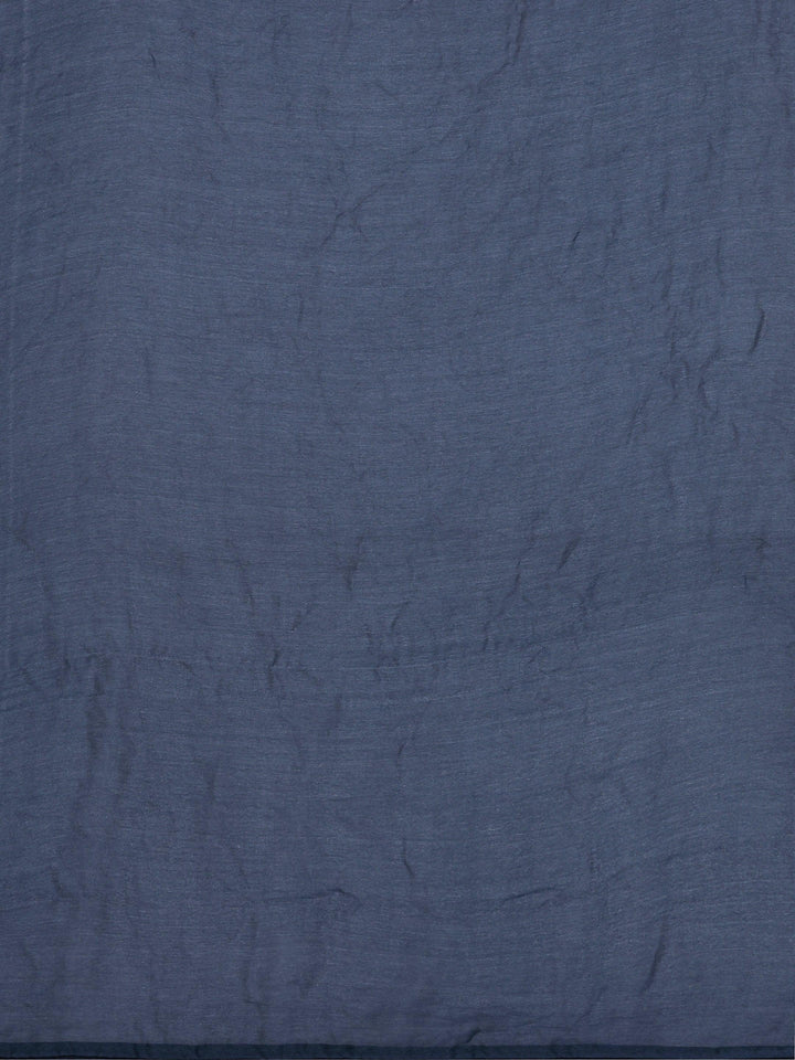 Blue Printed Poly Georgette Saree With Unstitched Blouse Piece - Libas