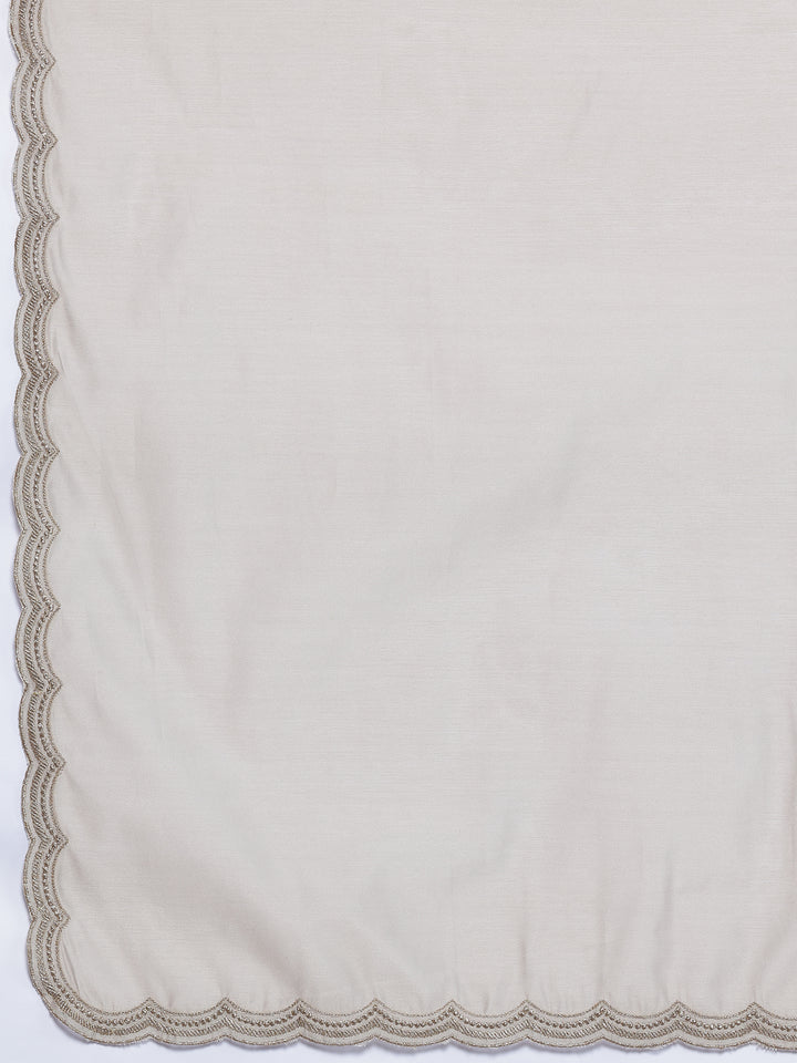 Beige Embroidered Chanderi Silk Straight Suit With Dupatta