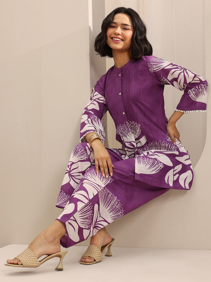 Purple Printed Cotton Co-Ord Sets