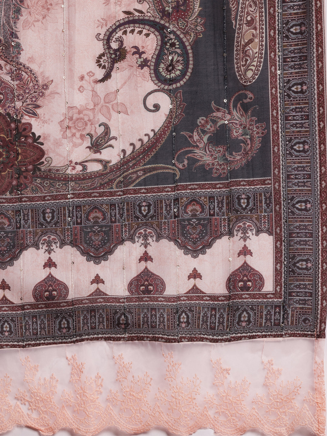 Pink Printed Silk Blend Straight Suit With Dupatta