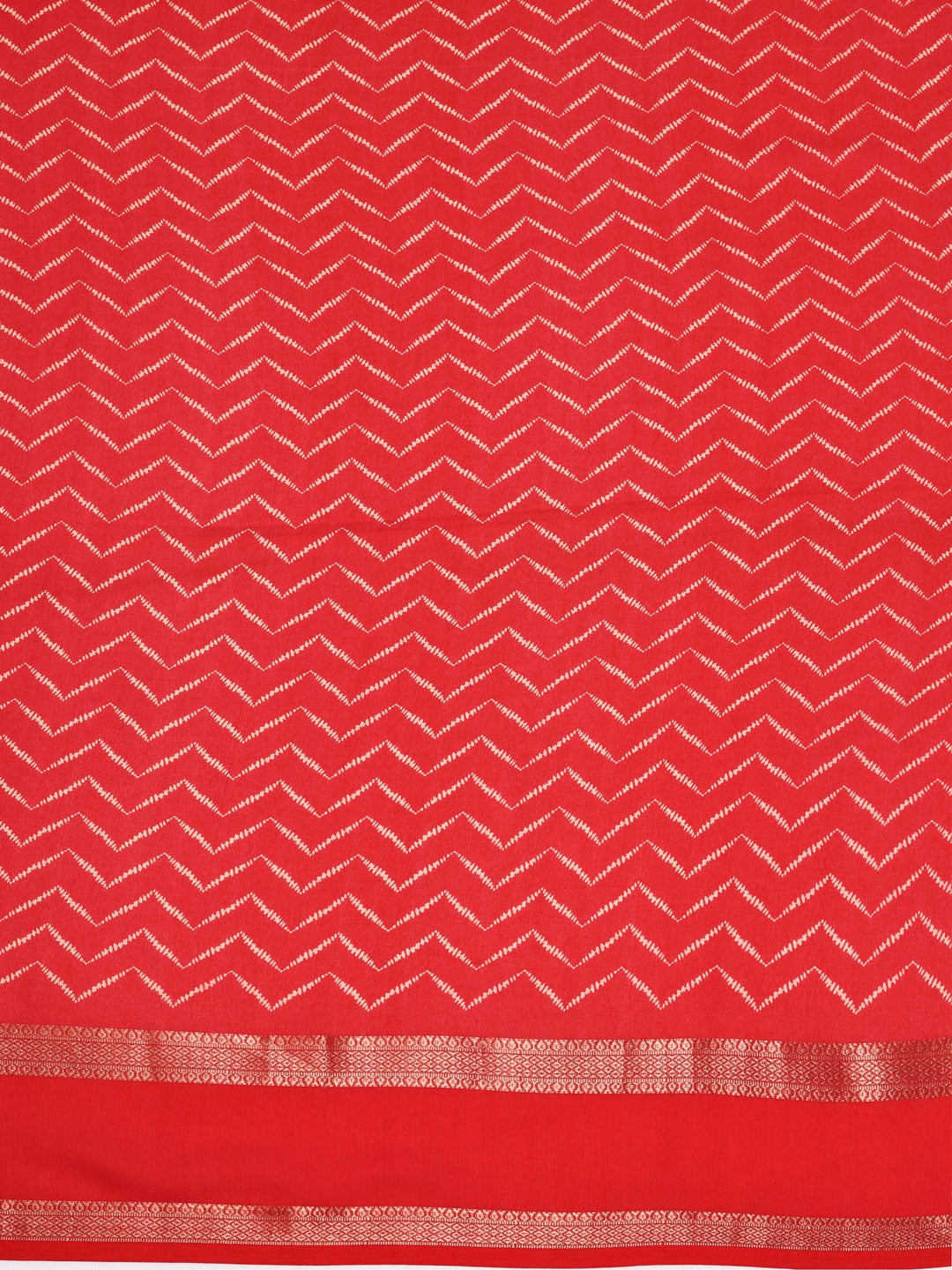 Red Printed Silk Blend Saree With Unstitched Blouse Piece - Libas