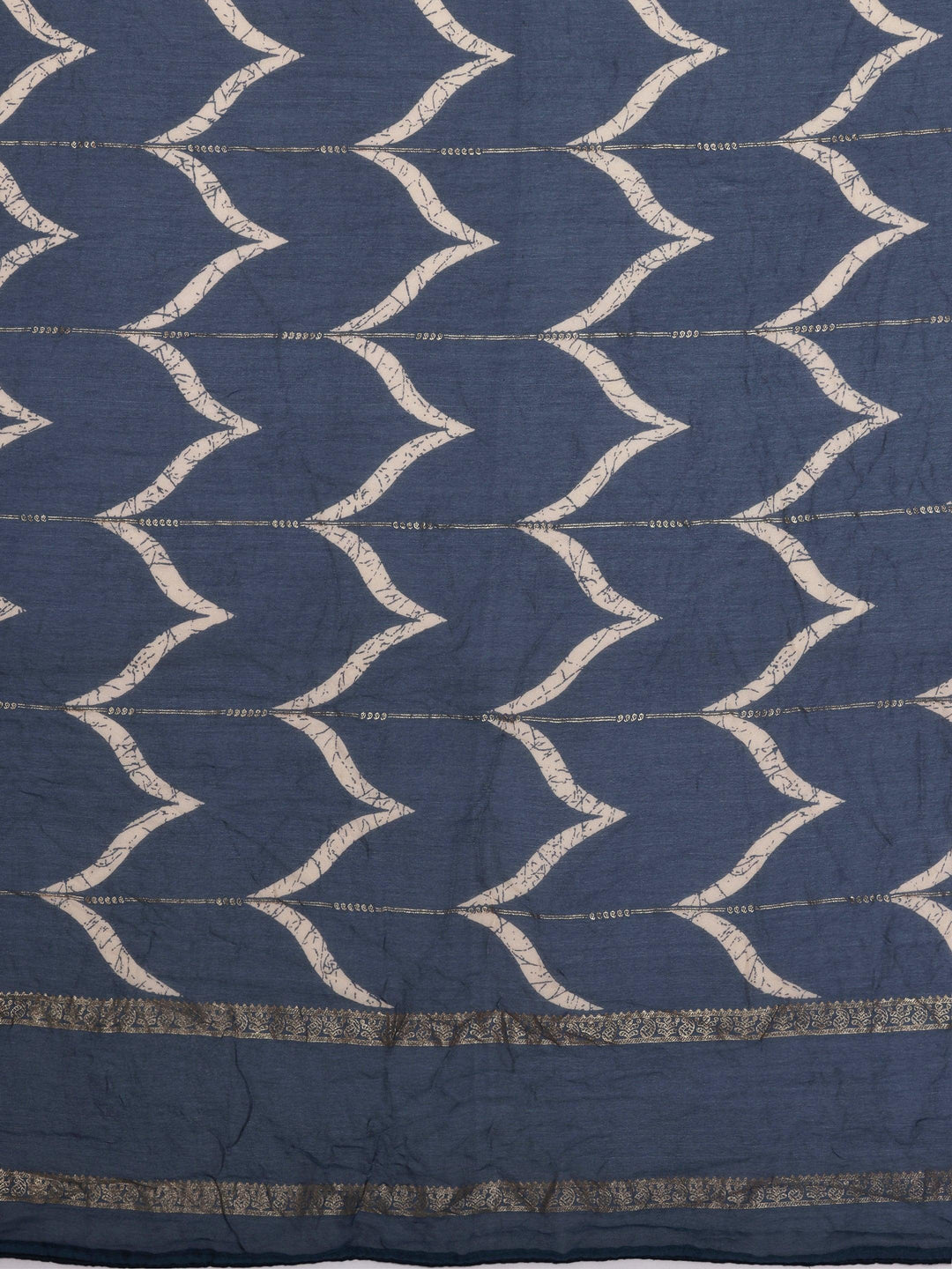 Blue Printed Poly Georgette Saree With Unstitched Blouse Piece - Libas
