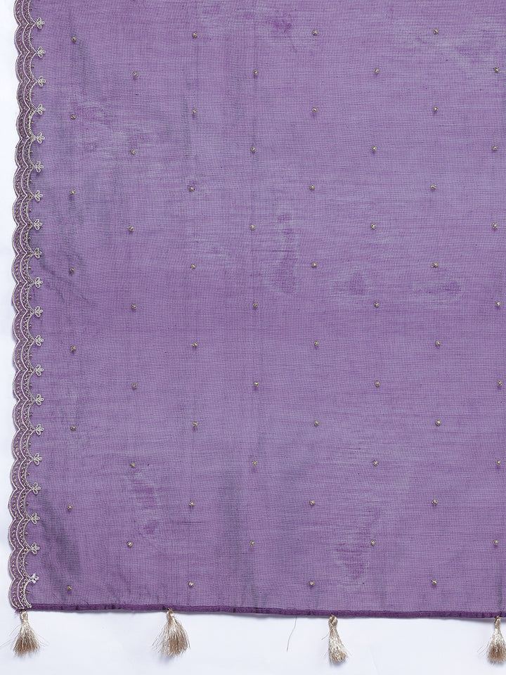 Wine Embroidered Chanderi Silk Straight Suit With Dupatta