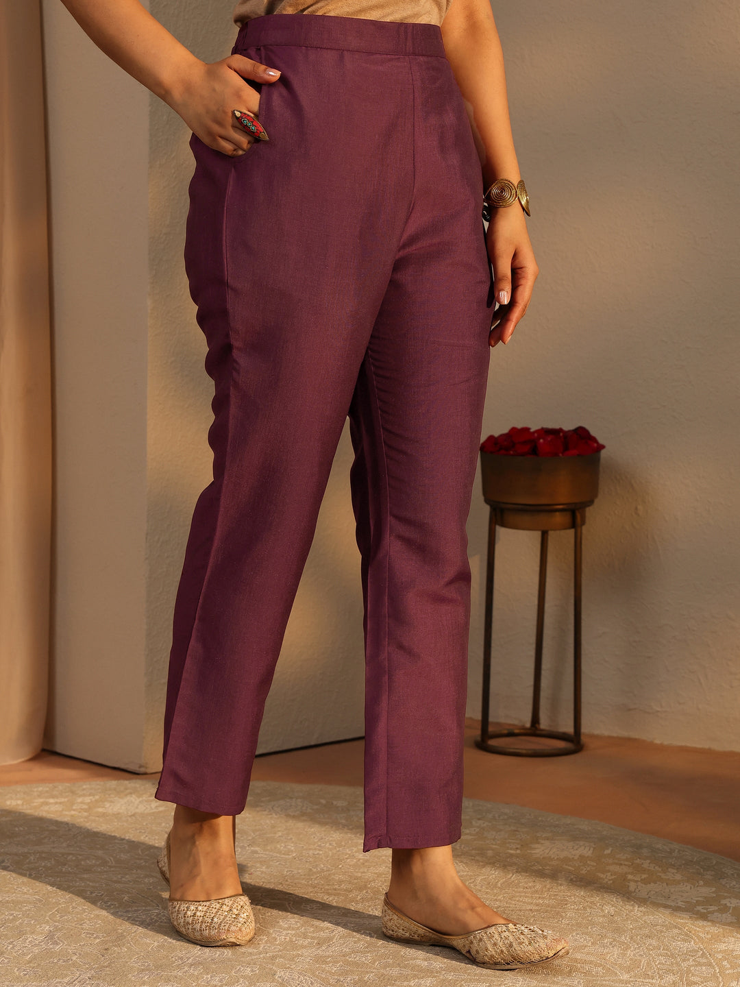 Burgundy Bandhani Printed Silk Blend A-Line Suit Set With Dupatta