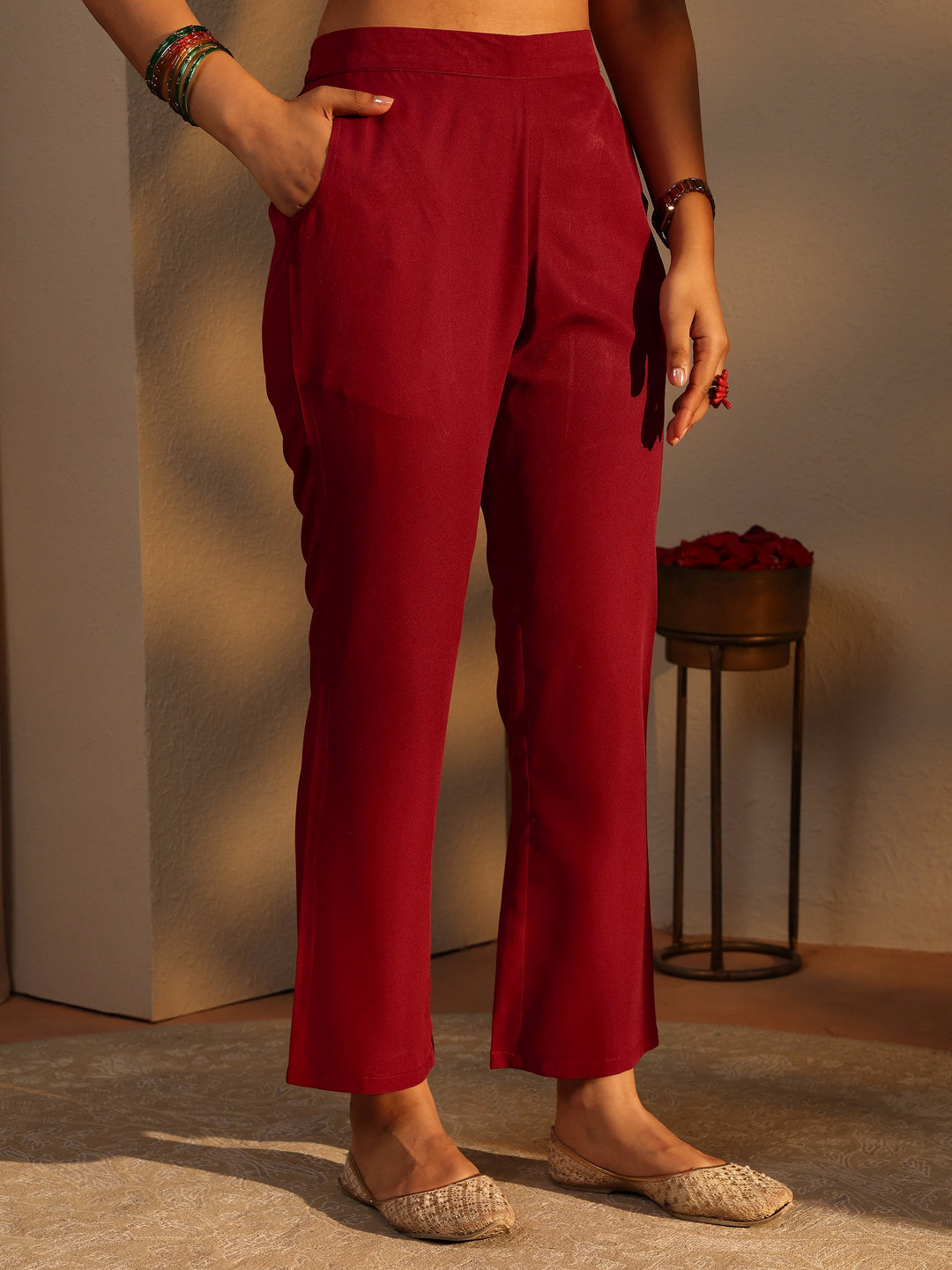Maroon Bandhani Printed Rayon Straight Suit Set With Dupatta