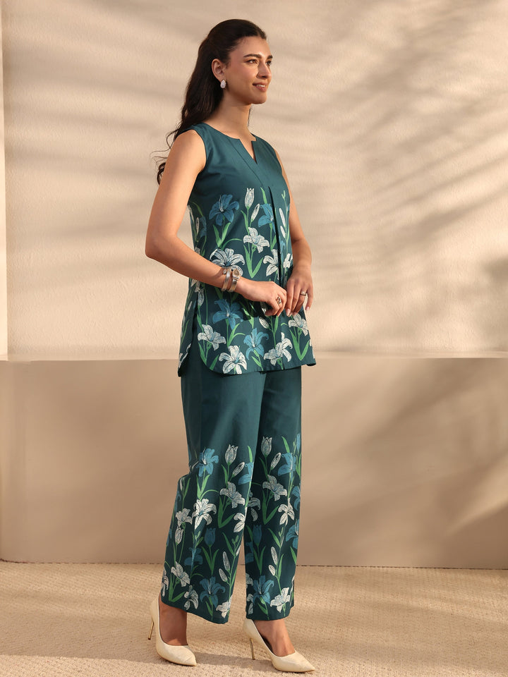 Blue Floral Printed Cotton Co-Ord Set