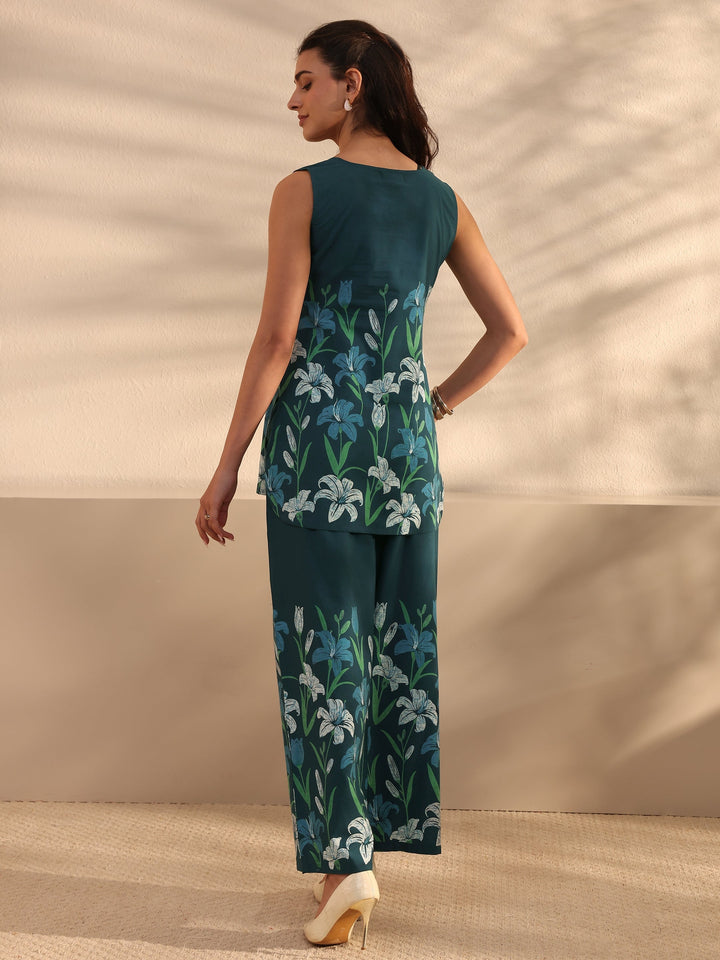 Blue Floral Printed Cotton Co-Ord Set