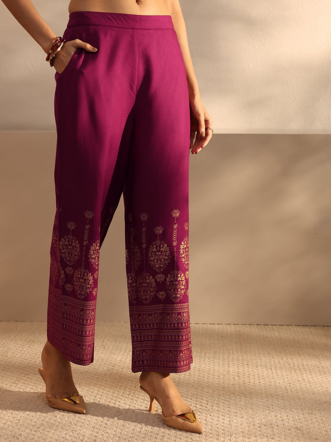 Burgundy Ethnic Motifs Printed Viscose Rayon Co-Ord Set