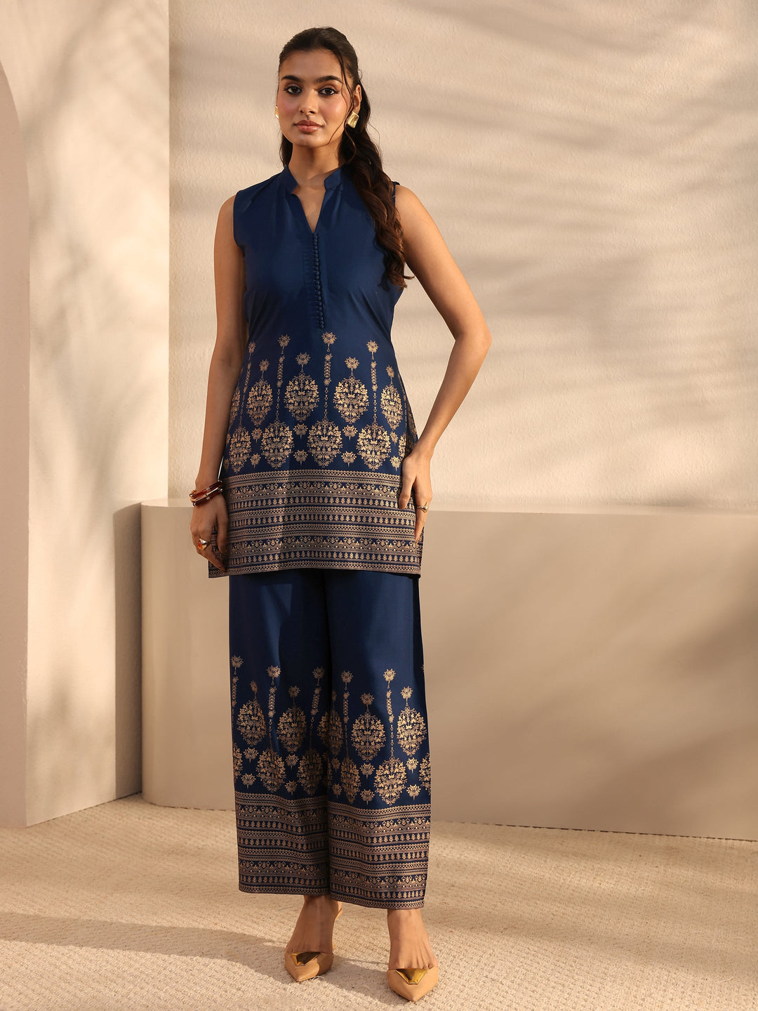 Blue Ethnic Motifs Printed Viscose Rayon Co-Ord Set