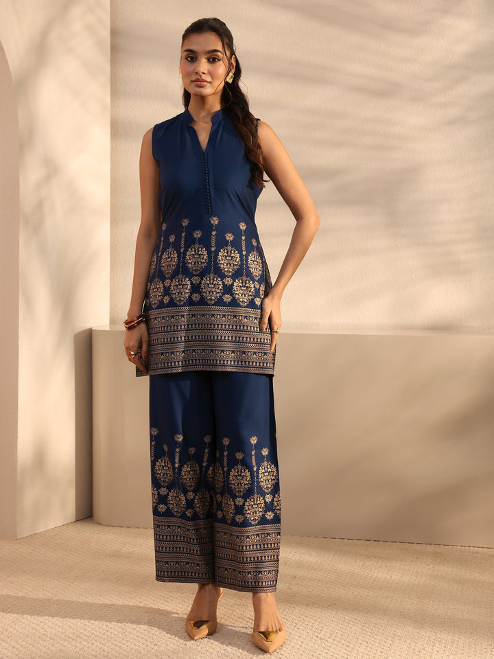 Blue Ethnic Motifs Printed Viscose Rayon Co-Ord Set