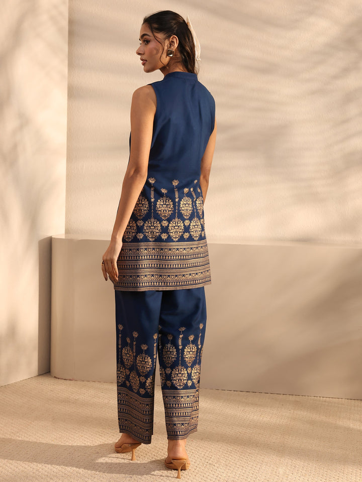 Blue Ethnic Motifs Printed Viscose Rayon Co-Ord Set