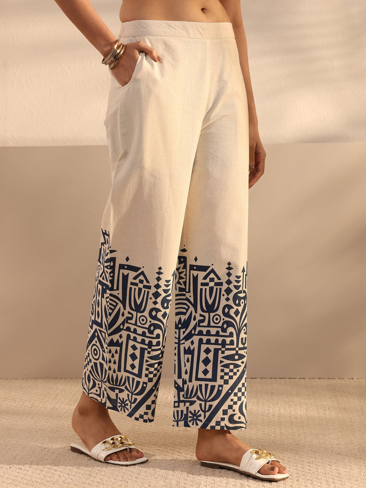 Off White Ethnic Motifs Printed Cotton Co-Ord Set