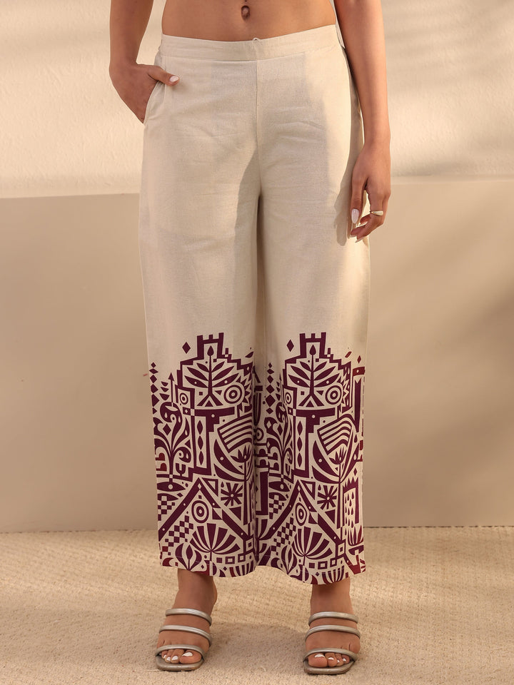Off White Ethnic Motifs Printed Cotton Co-Ord Set
