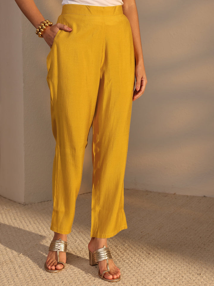 Mustard Printed Cotton Blend Straight Suit Set With Dupatta