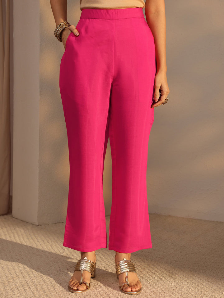 Pink Floral Printed Silk Blend Straight Suit Set With Dupatta