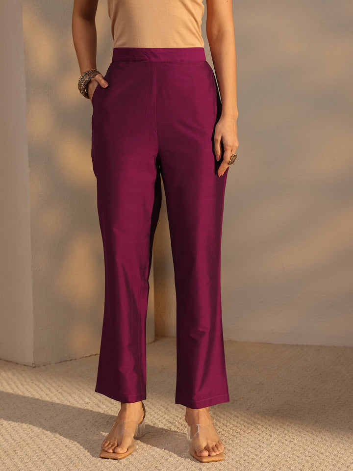 Burgundy Floral Printed Silk Blend Straight Suit Set With Dupatta