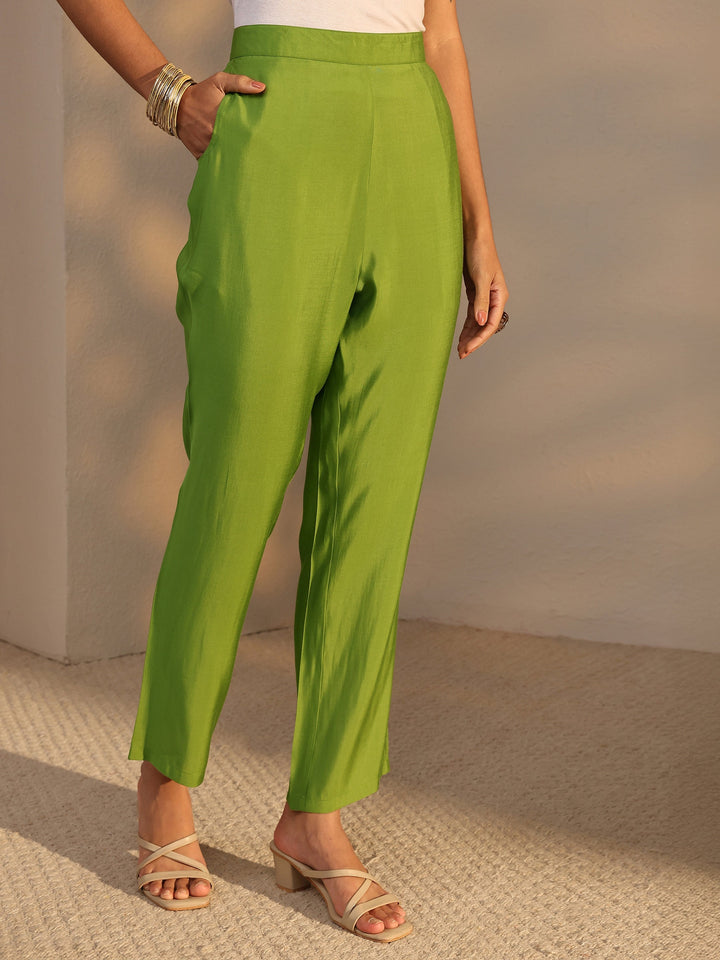 Green Floral Printed Silk Blend Straight Suit Set With Dupatta
