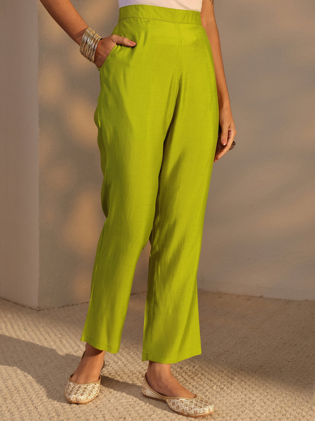 Green Floral Printed Silk Blend Straight Suit Set With Dupatta