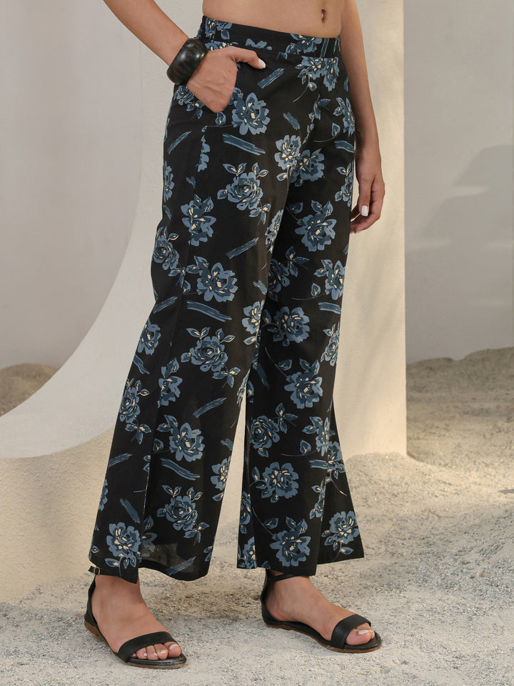Black Floral Printed Cotton Co-Ord Set