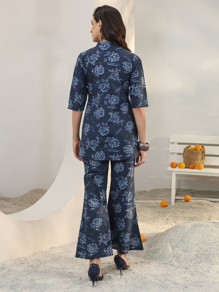 Blue Floral Printed Cotton Co-Ord Set