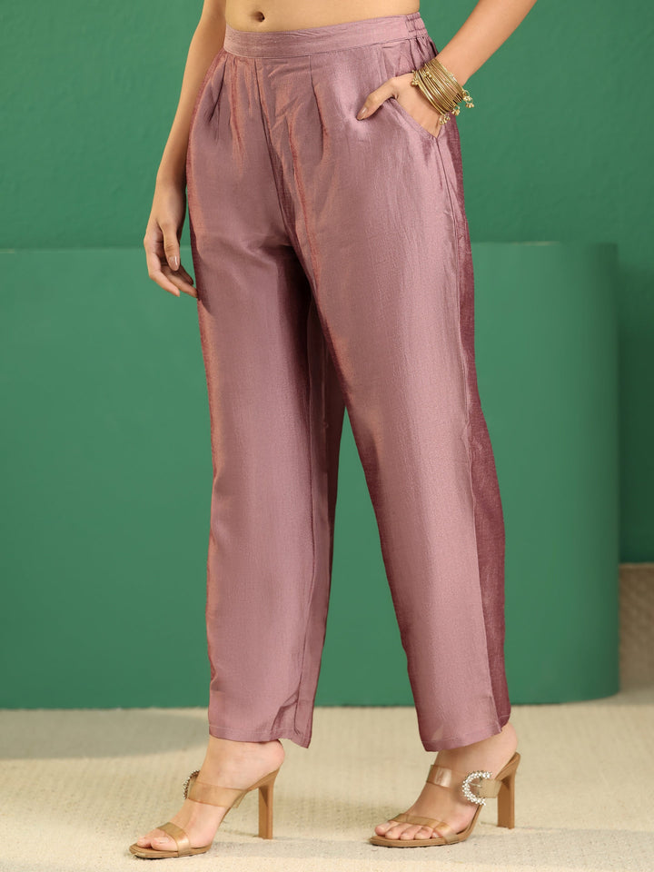 Libas Mauve Embellished Chanderi Silk Straight Suit Set