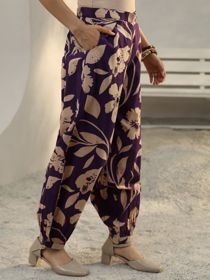 Purple Floral Printed Cotton Co-Ord Set