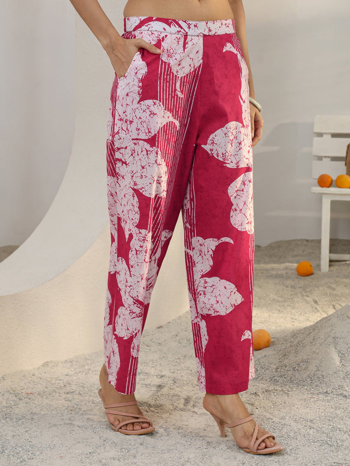 Pink Floral Printed Cotton Co-Ord Set