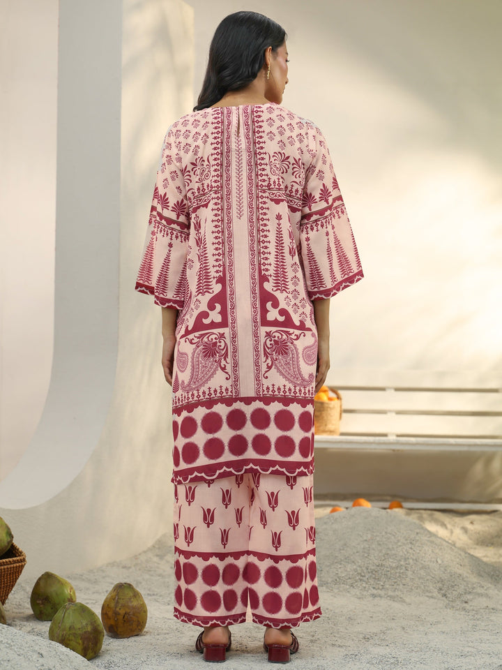 Ivory Ethnic Printed Cotton Blend Co-Ord Set