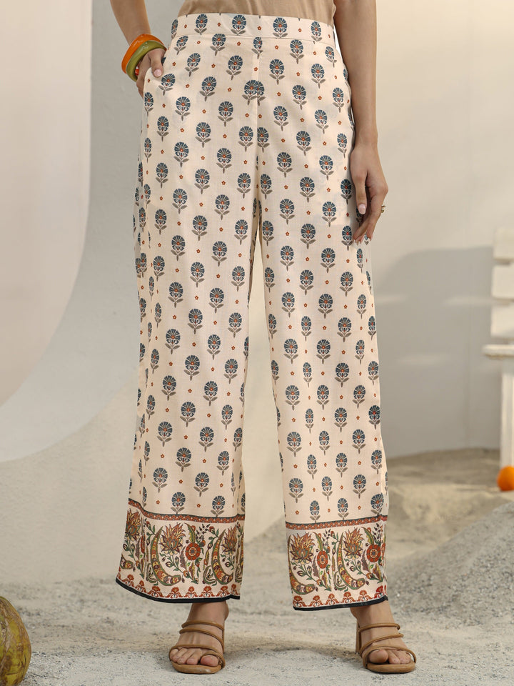 Ivory Ethnic Printed Cotton Blend Co-Ord Set