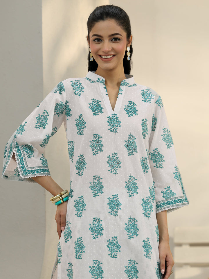 White Floral Printed Cotton Co-Ord Set
