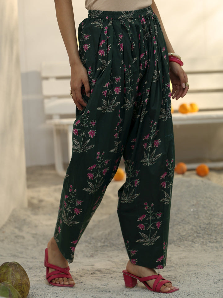 Green Floral Printed Cotton Co-Ord Set