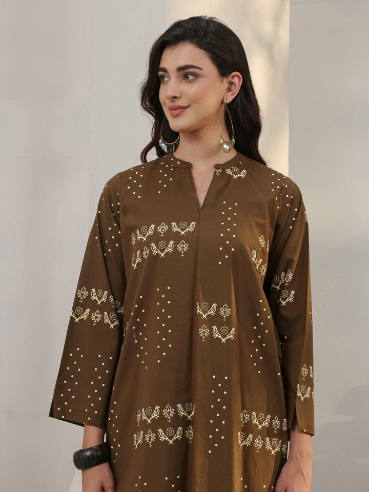 Brown Printed Cotton Co-Ord Set