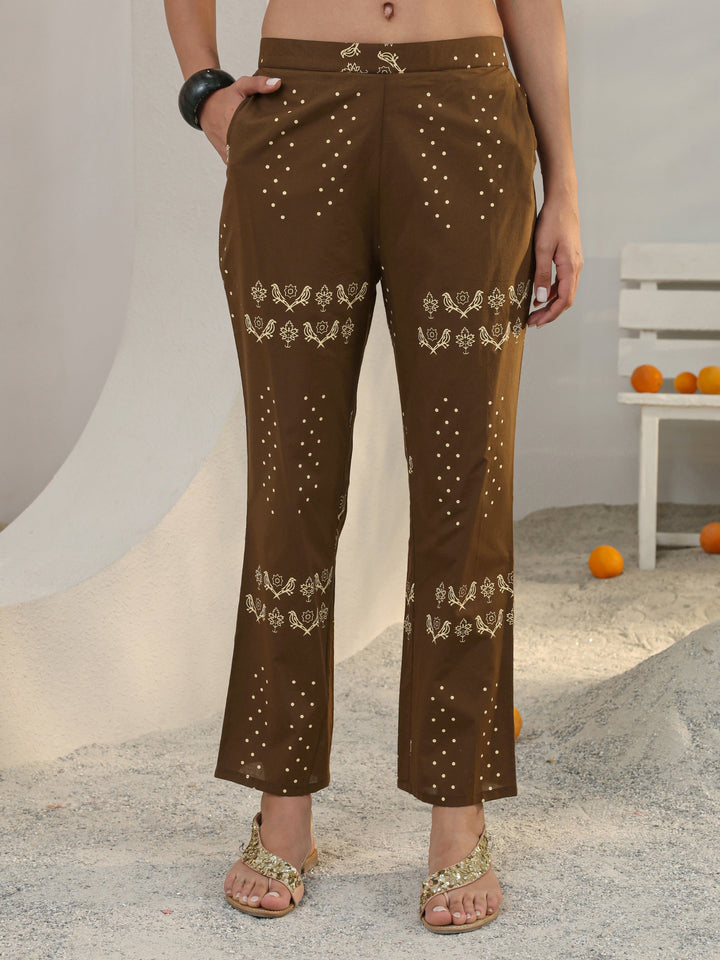 Brown Printed Cotton Co-Ord Set