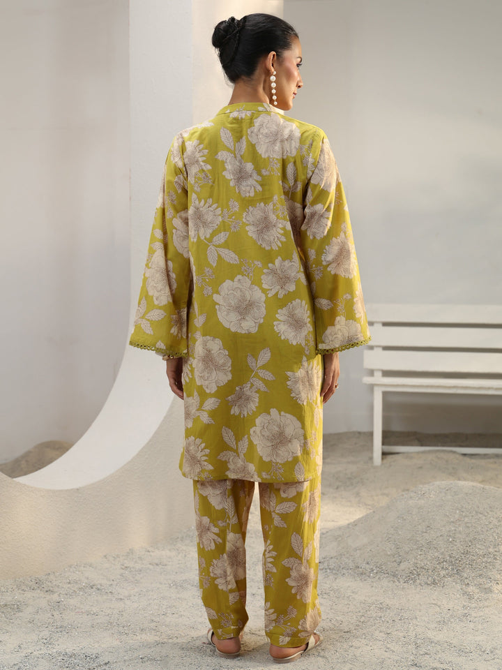 Green Floral Printed Cotton Co-Ord Set