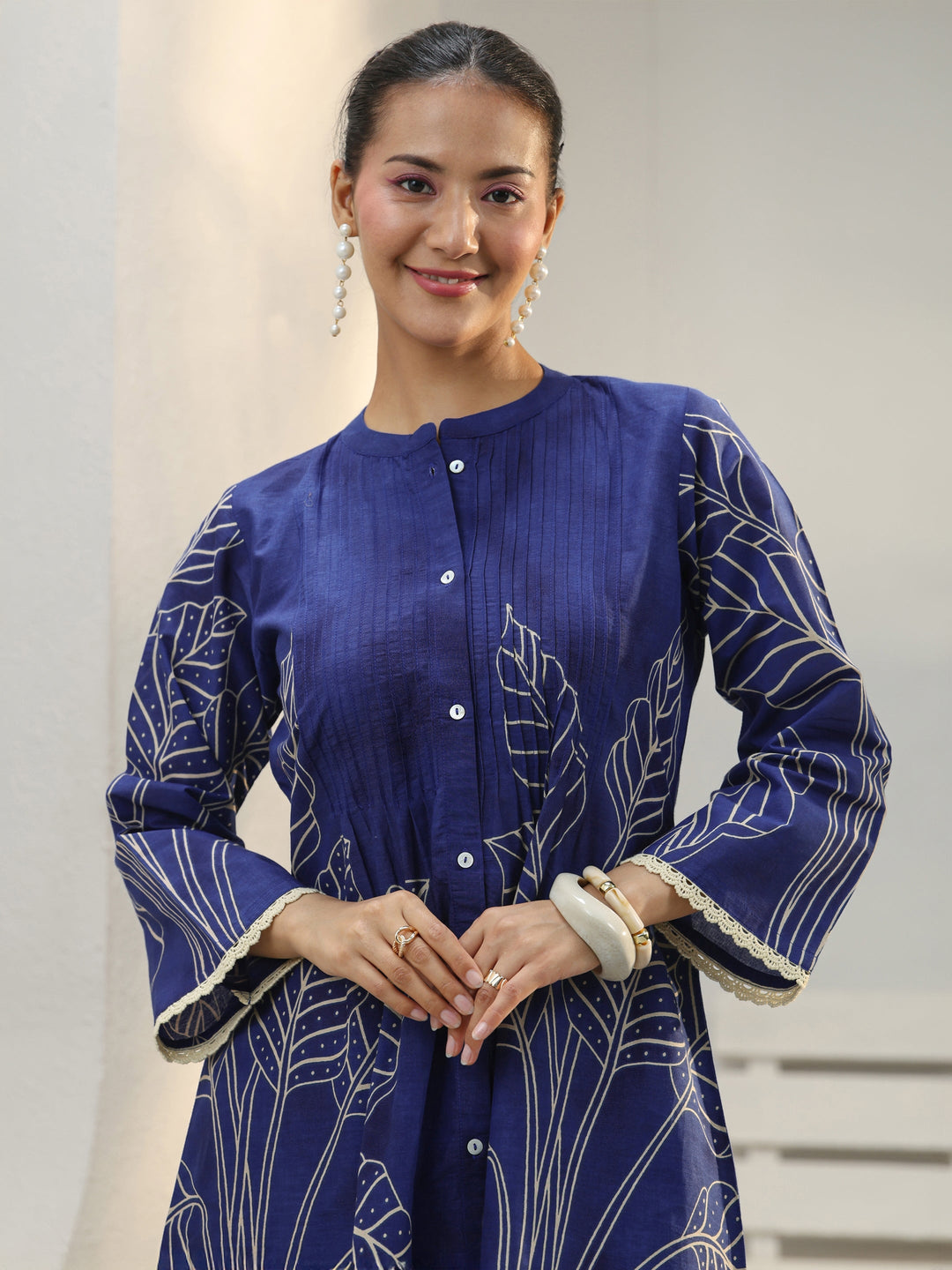 Blue Floral Printed Cotton Co-Ord Set