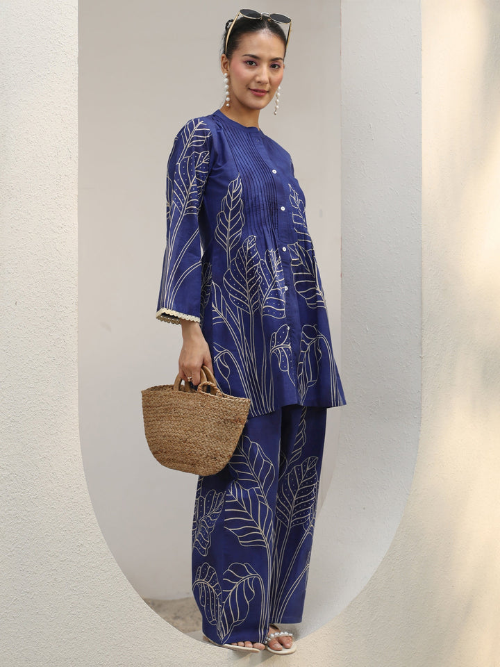 Blue Floral Printed Cotton Co-Ord Set