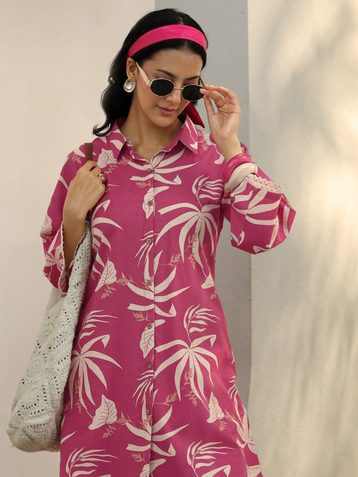 Pink Floral Printed Cotton Co-Ord Set