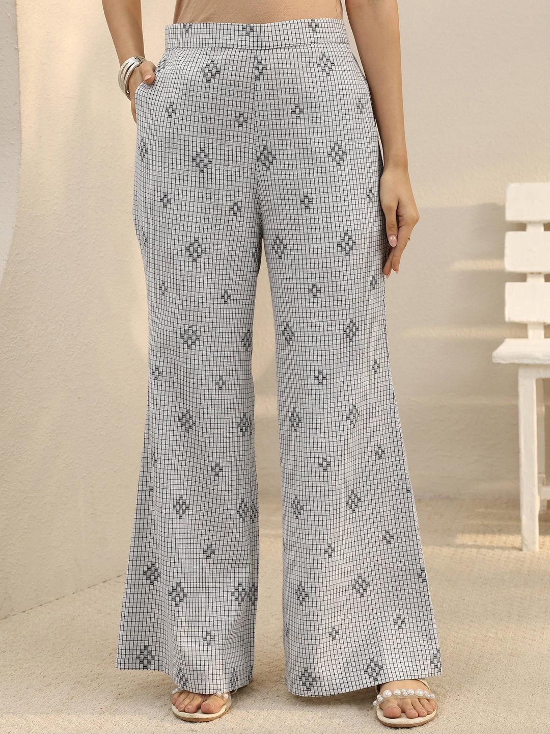 Grey Checked Woven Design Cotton Co-Ord Set