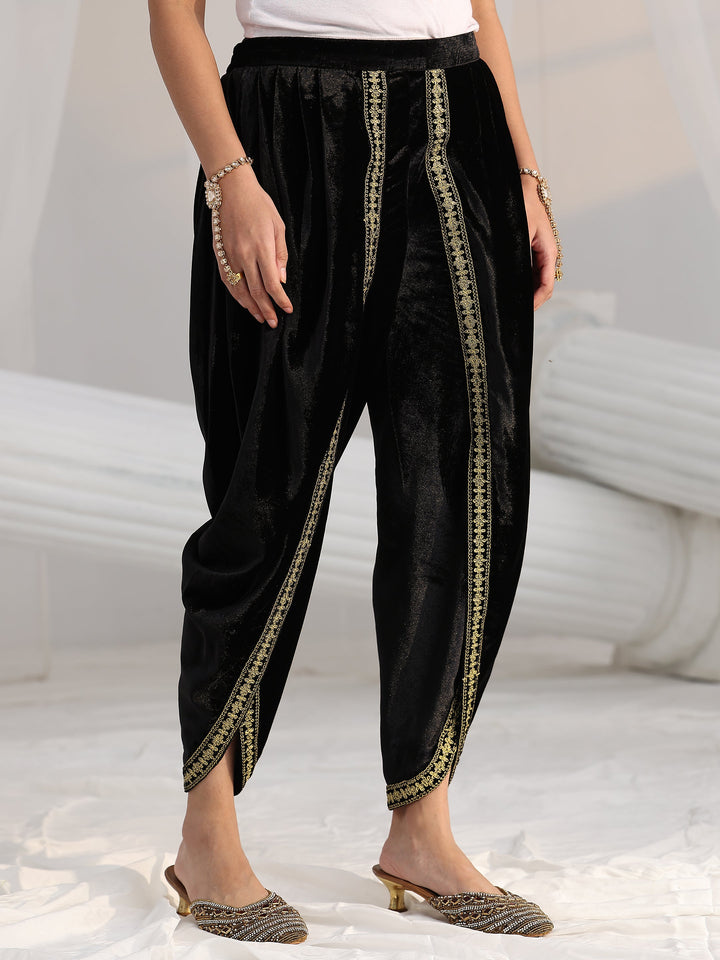 Libas Black Embroidered Velvet Co-Ord Set