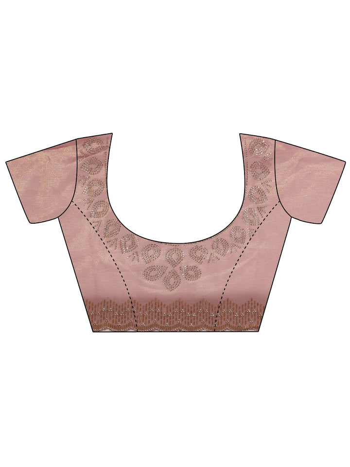 Mauve Embellished Nylon Saree With Unstitched Blouse Piece