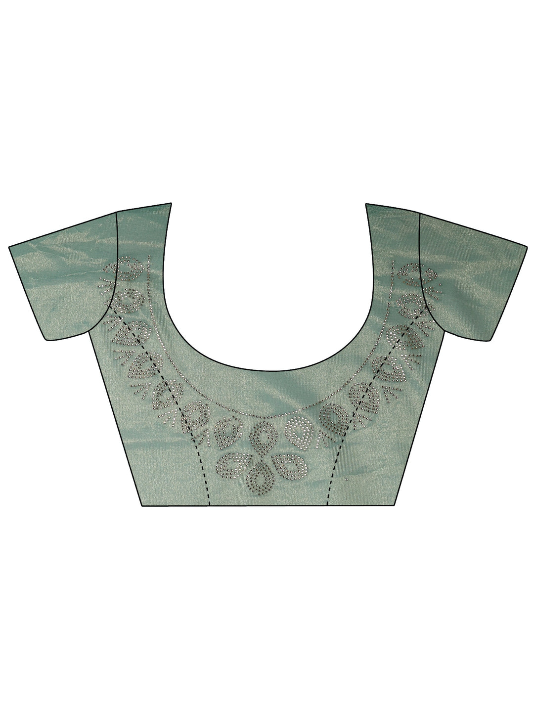 Green Embellished Nylon Saree With Unstitched Blouse Piece