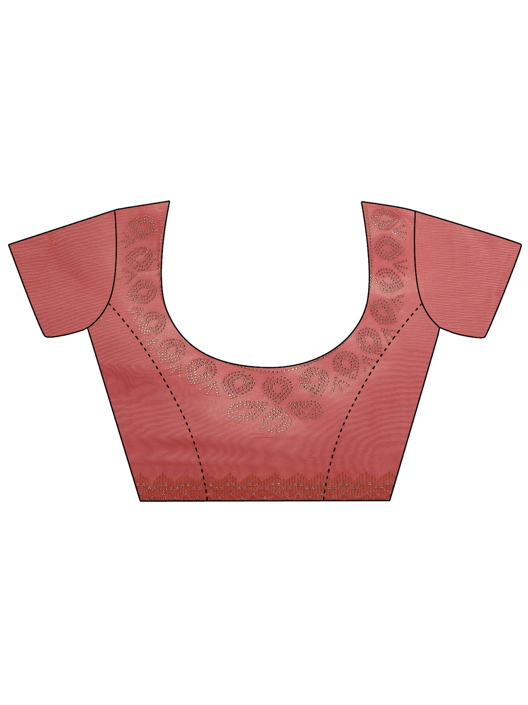 Pink Embellished Nylon Saree With Unstitched Blouse Piece