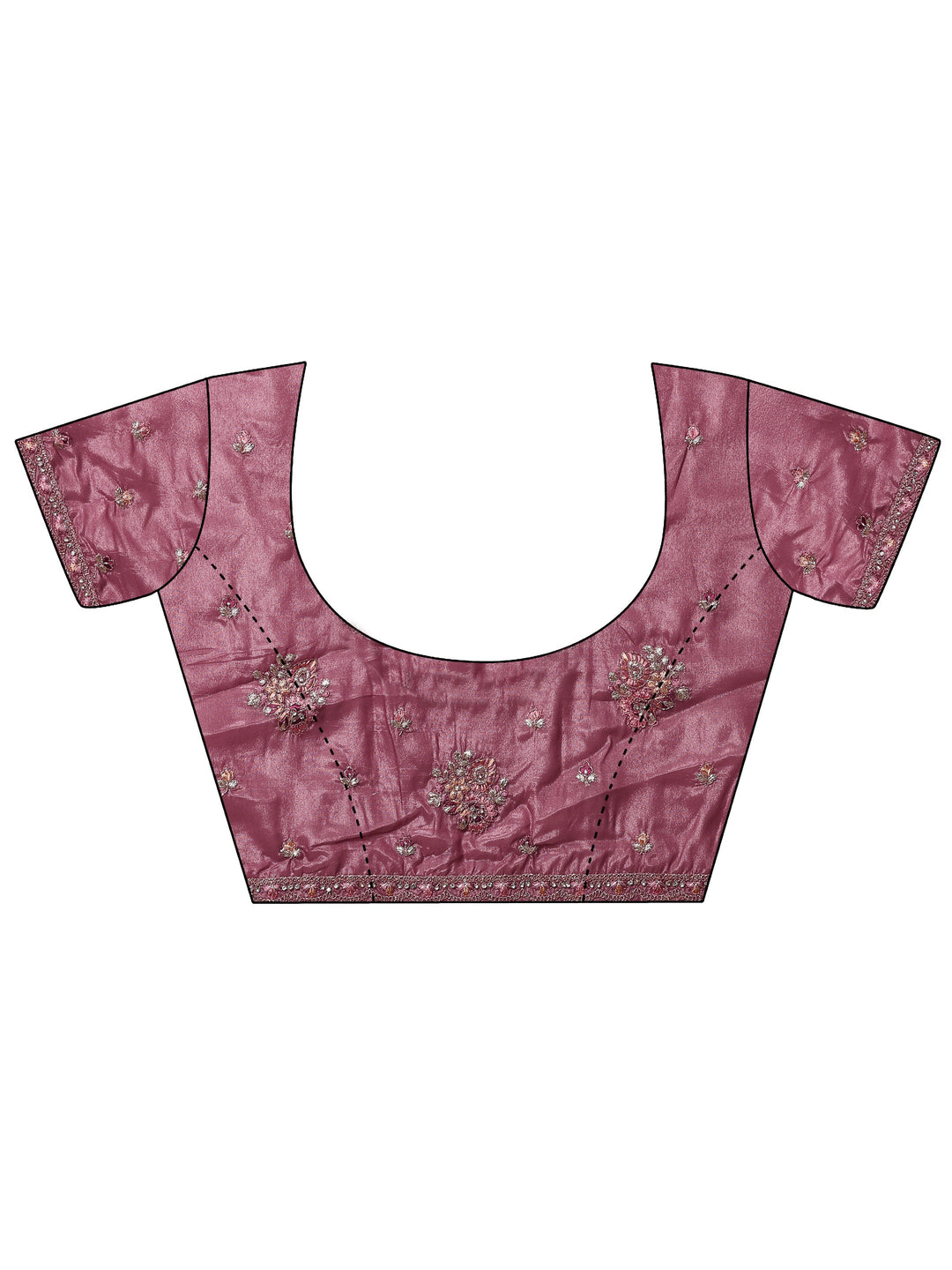 Pink Embroidered Crepe Saree With Unstitched Blouse Piece