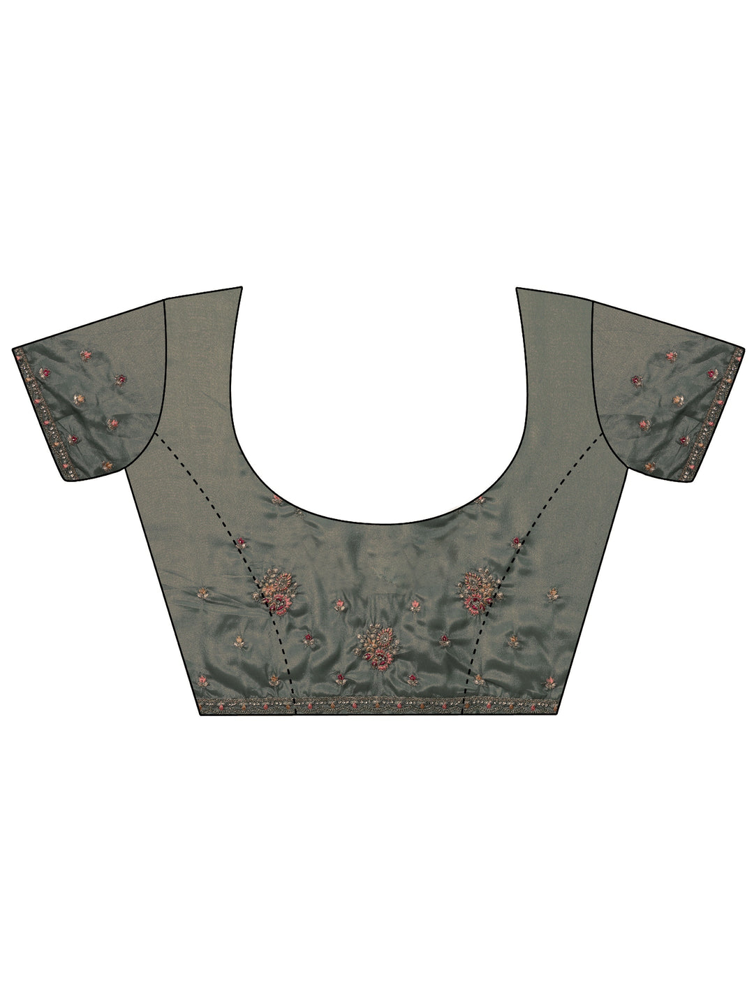 Green Embroidered Crepe Saree With Unstitched Blouse Piece