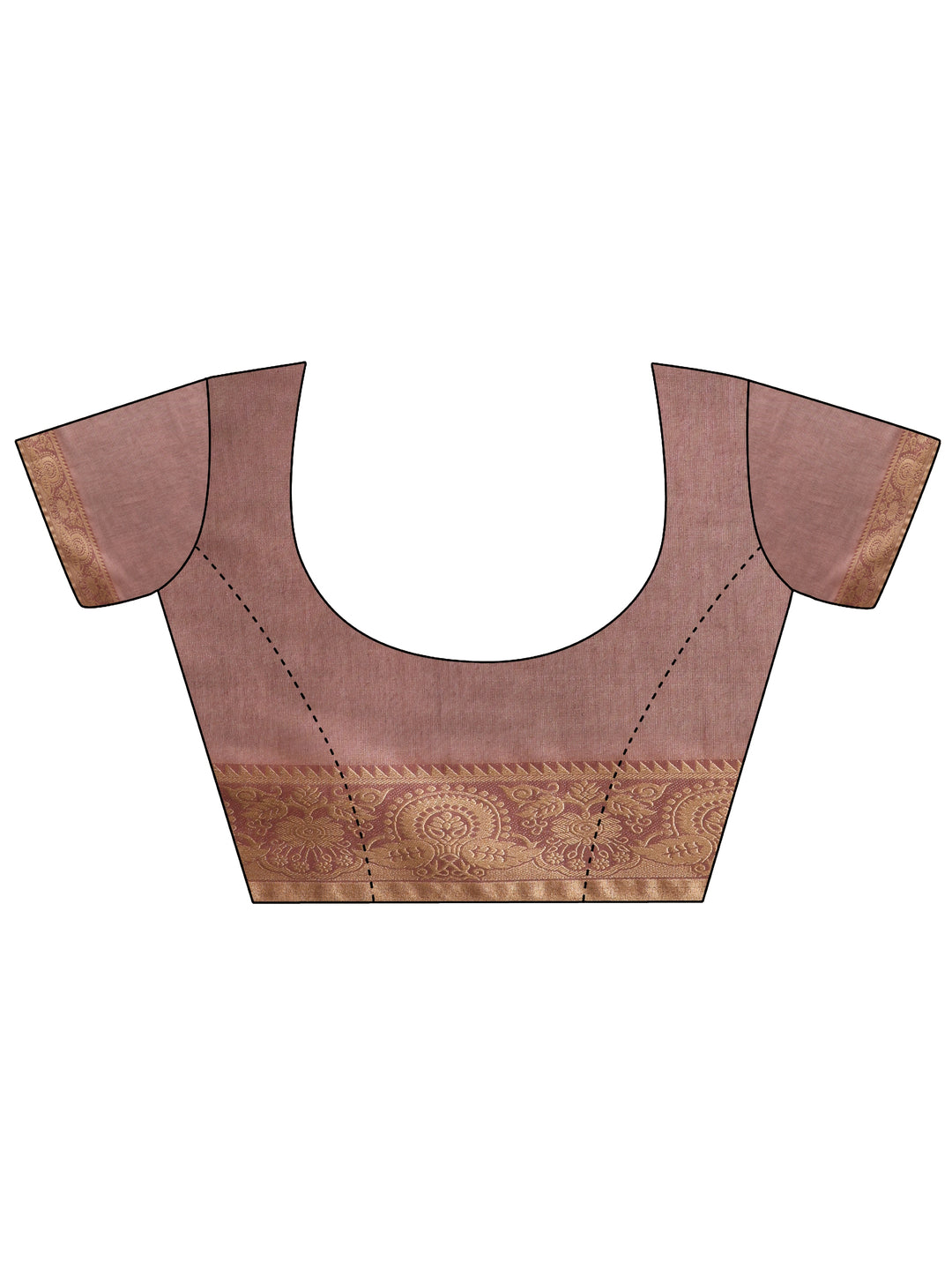 Tan Printed Silk blend Saree With Unstitched Blouse Piece