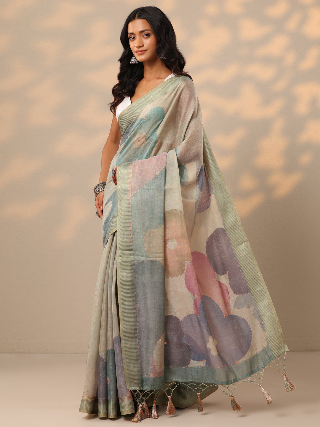 Blue Woven Design Silk Blend Saree With Unstitched Blouse Piece