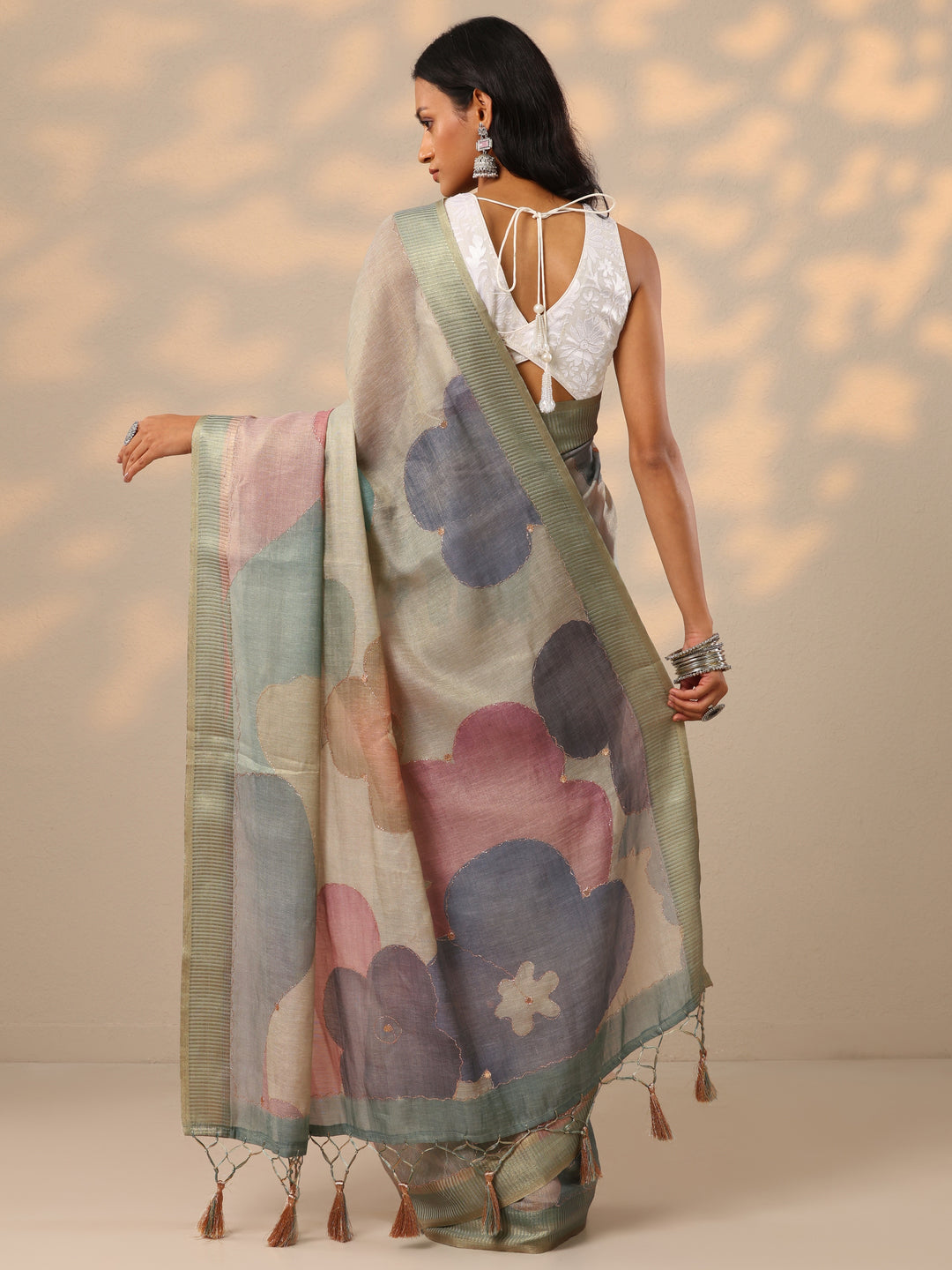 Blue Woven Design Silk Blend Saree With Unstitched Blouse Piece